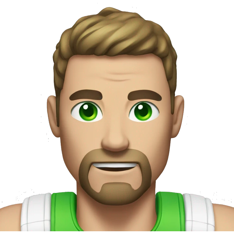 Muscle ,man ,green eyes , tall, gamer  emoji