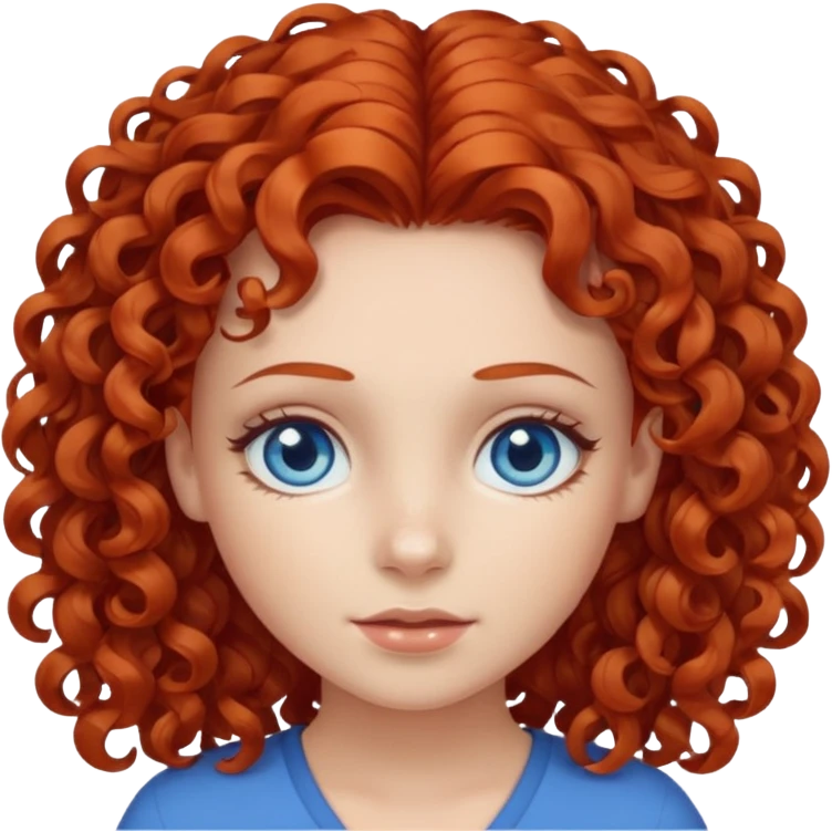 Girl with curly red hair and blue eyes emoji