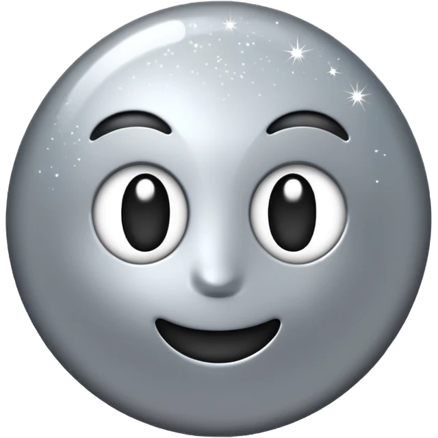 Silver chrome sparkle emoji, iOS emoji style, minimal shape, glossy metallic shine, clean background, smooth lighting emoji