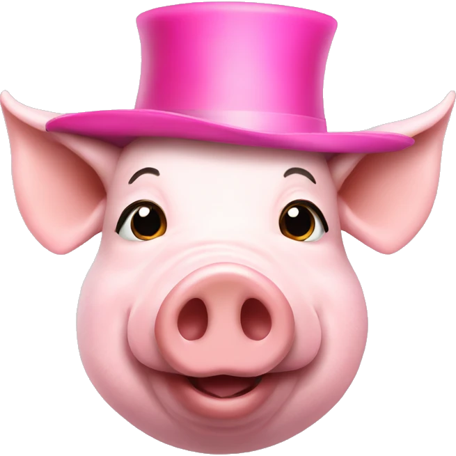 Pig with a top pink hat emoji