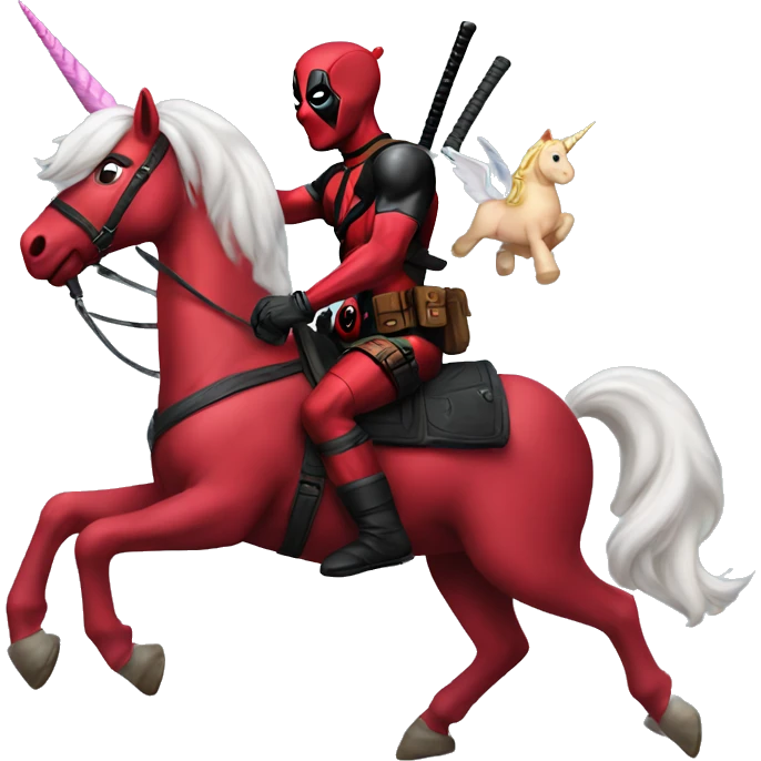 Deadpool riding a unicorn  emoji