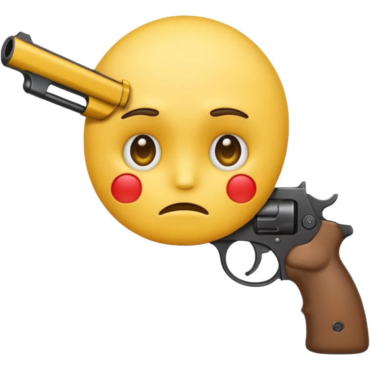 yellow emoji face with sad face with a gun pointed to its head emoji