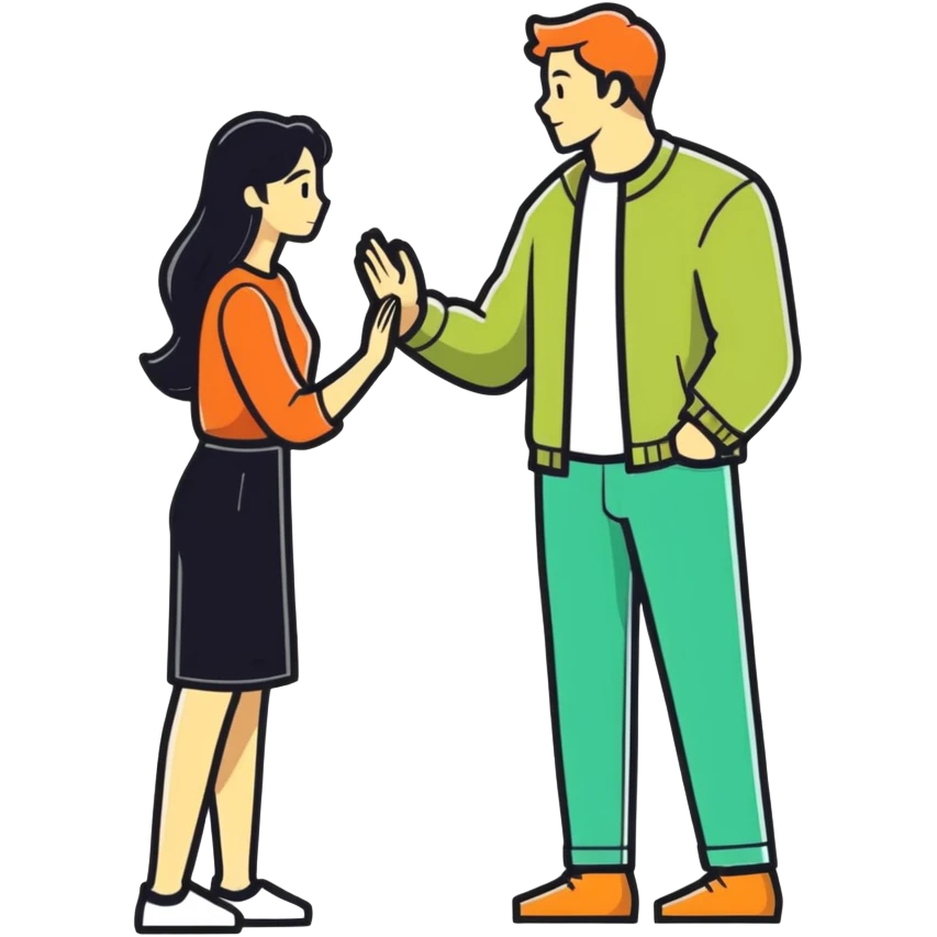 Emoji of a man teasing a woman emoji
