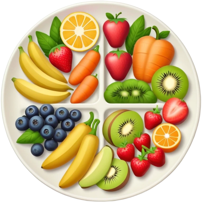 healthy food plate with fruits and vegetables emoji