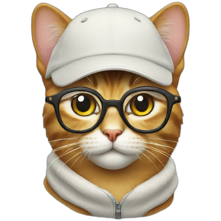 cat wearing glasses and a cap emoji