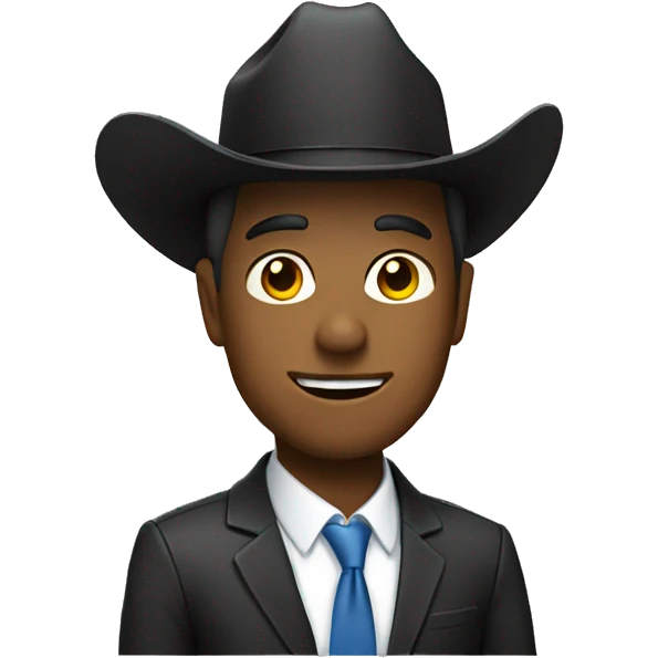 Man in a suit with a cowboy hat emoji