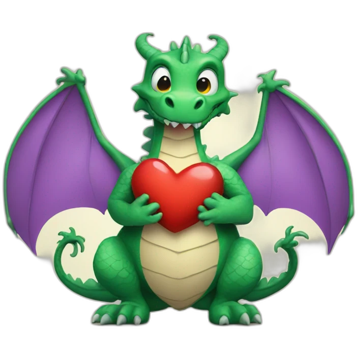 Dragon with a heart in its legs emoji