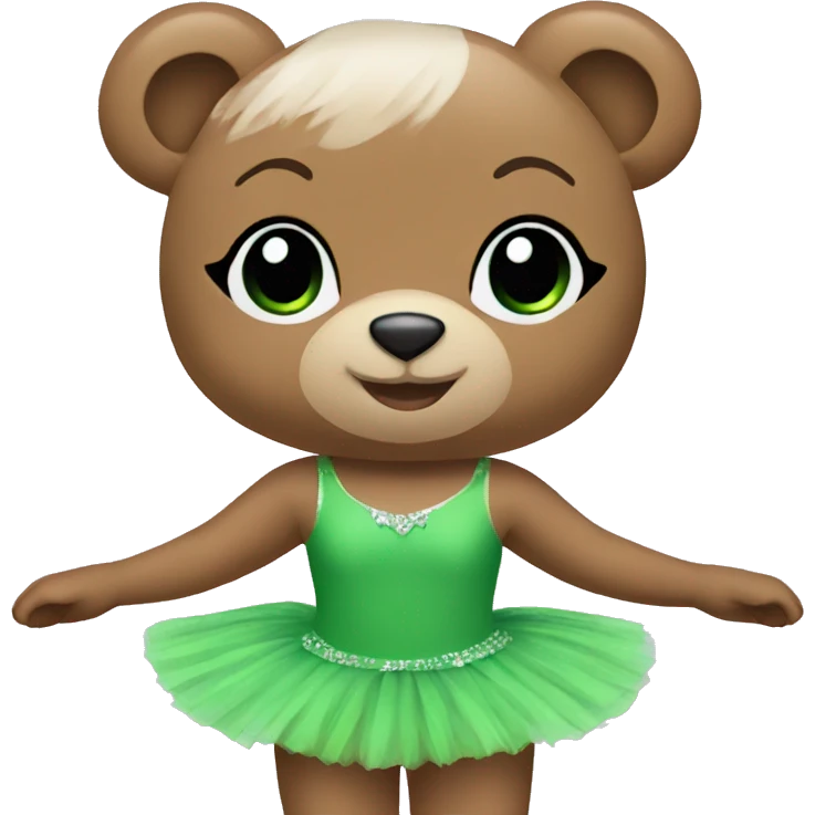 Ballerina bear with a green tutu emoji