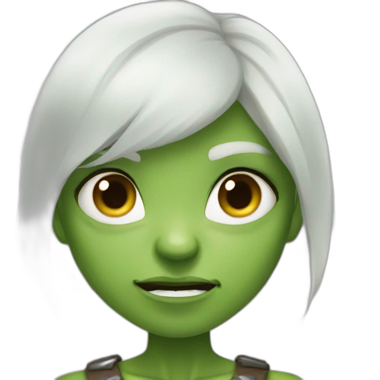 Orc girl with very short white hair is angry emoji