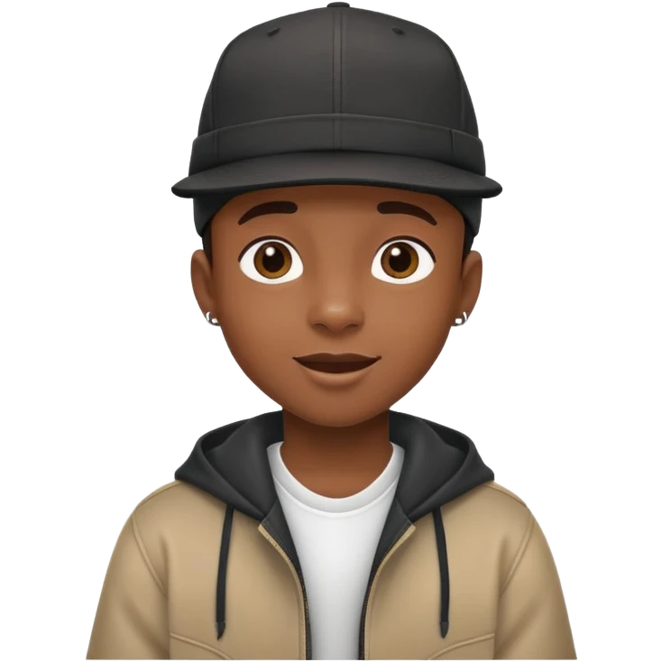 black kid with a hiphop hat, cheerful expression emoji