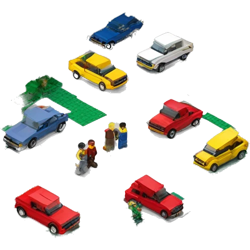 isometric car sales lot lego ser emoji