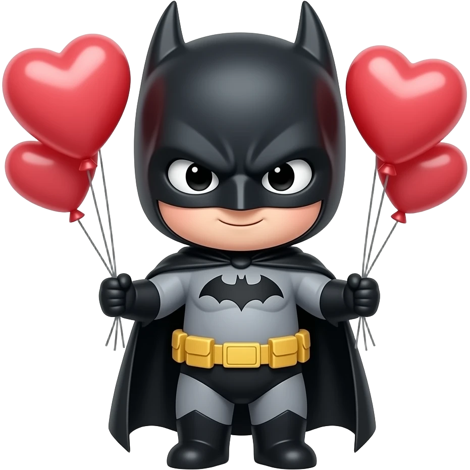 Batman chibi cute holding a heart balloons emoji