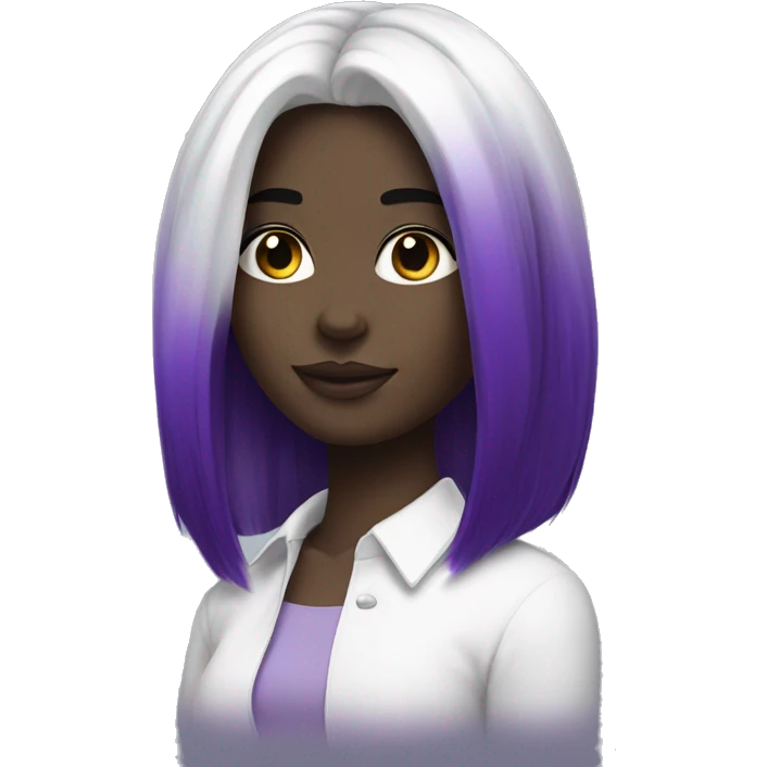 Pale beautiful girl with half purple half black split dye hair emoji
