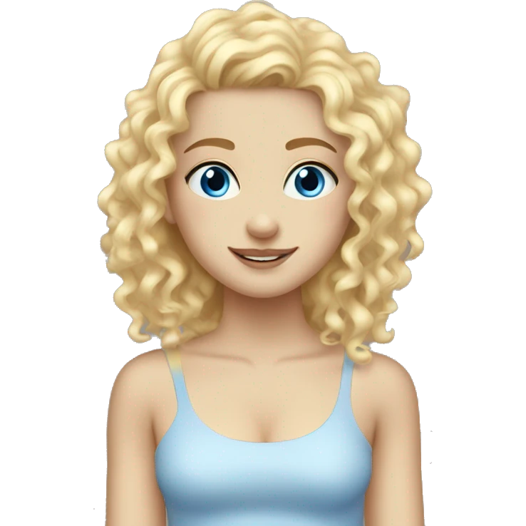 Tall curly blonde girl blue eyes pale  emoji