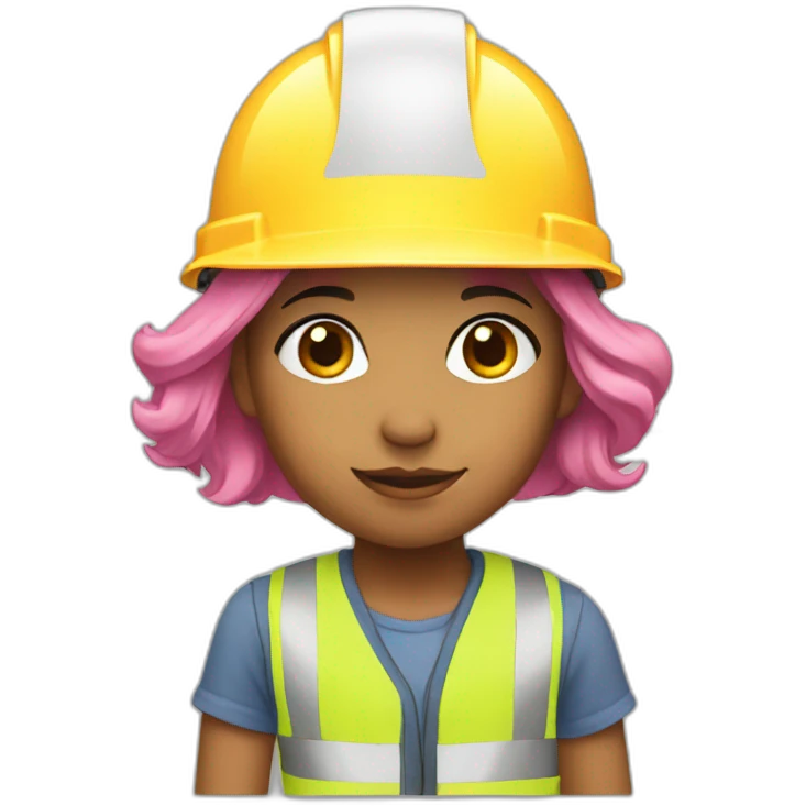 A girl with pink hair in a construction helmet emoji