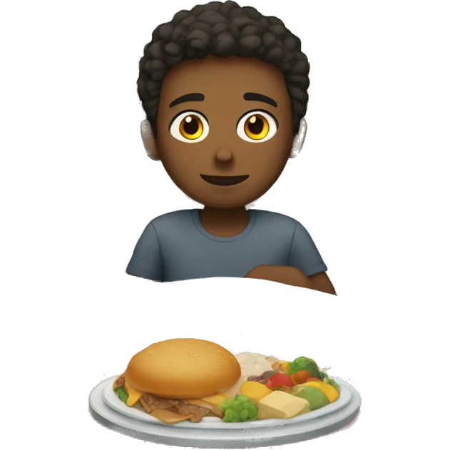 A boy in a bed with a meal emoji