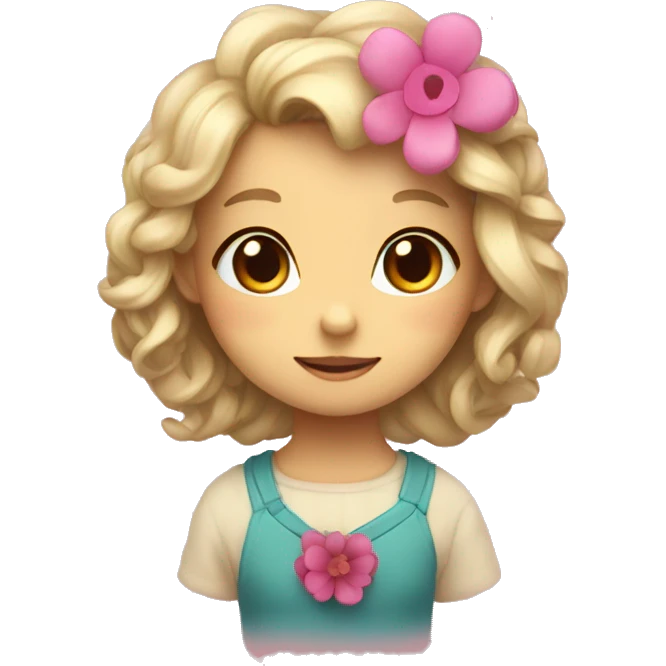 Cute doy with a bow and a flower in her hear emoji