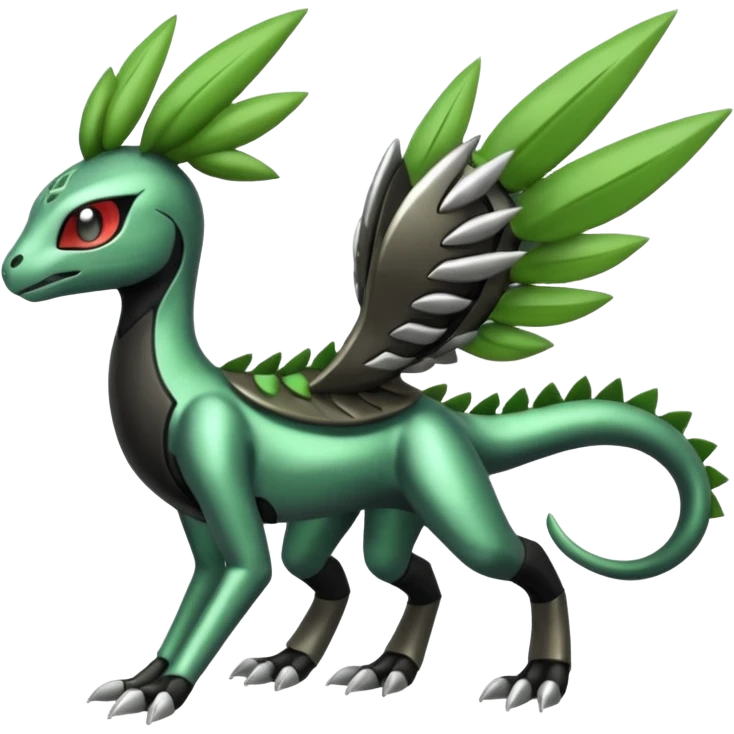 Meloetta-Zygarde-Sceptile-Protogen-hybrid-fusion-Fakémon-creature, full body emoji