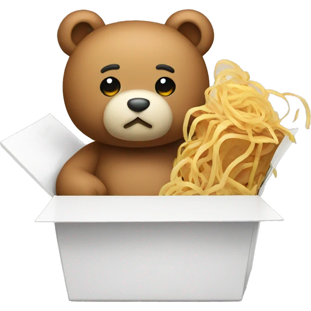 Teddy with asia noodle box emoji