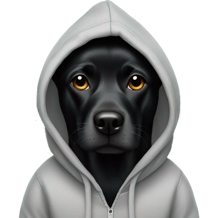 Black Dog wearing a hoodie emoji