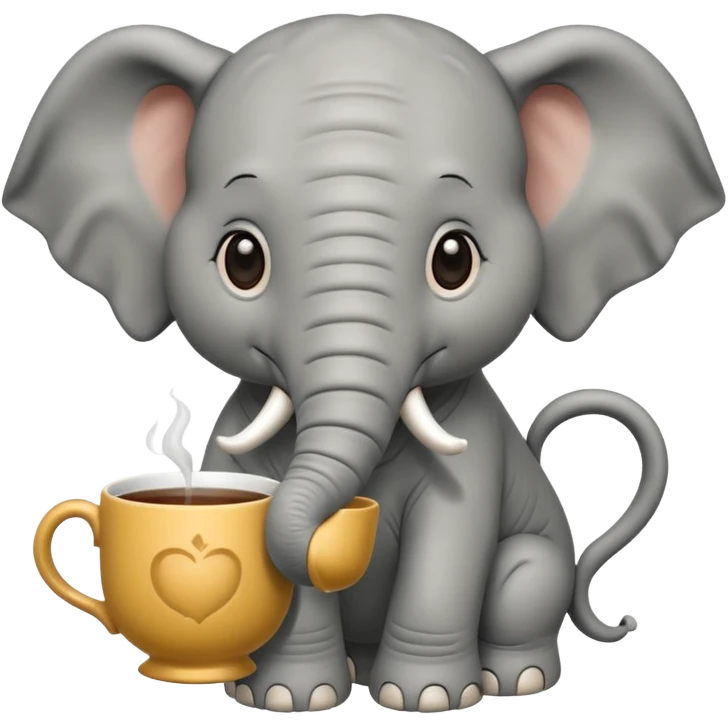 elephant with tea cup emoji