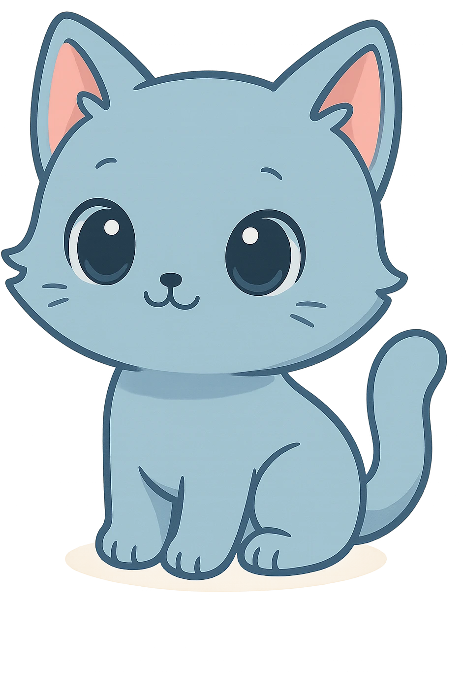 chibi cat, blue, same style as reference, sitting, big eyes, cute, sticker style emoji