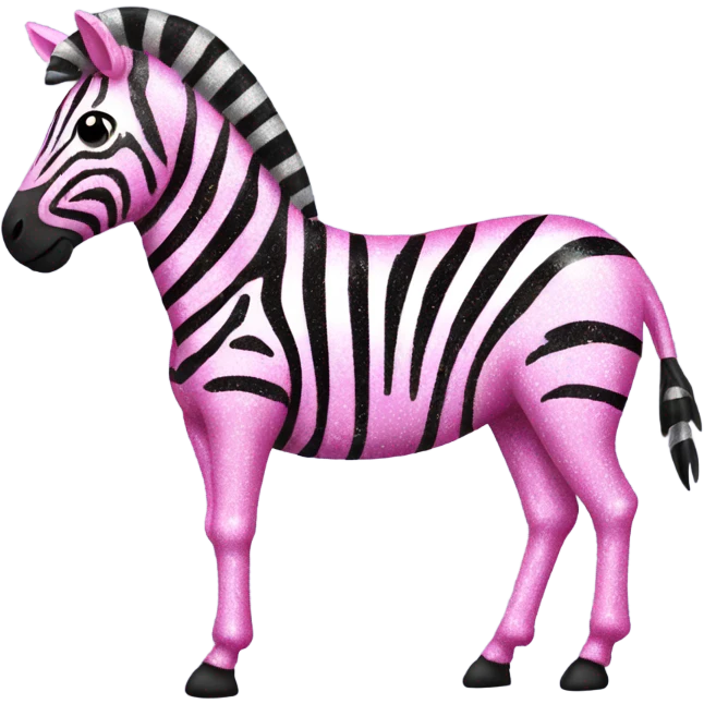 Pink full-body zebra with glitter emoji