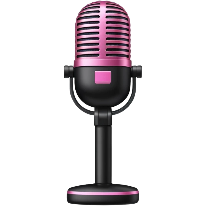 black stage microphone with pink strip on bottom emoji