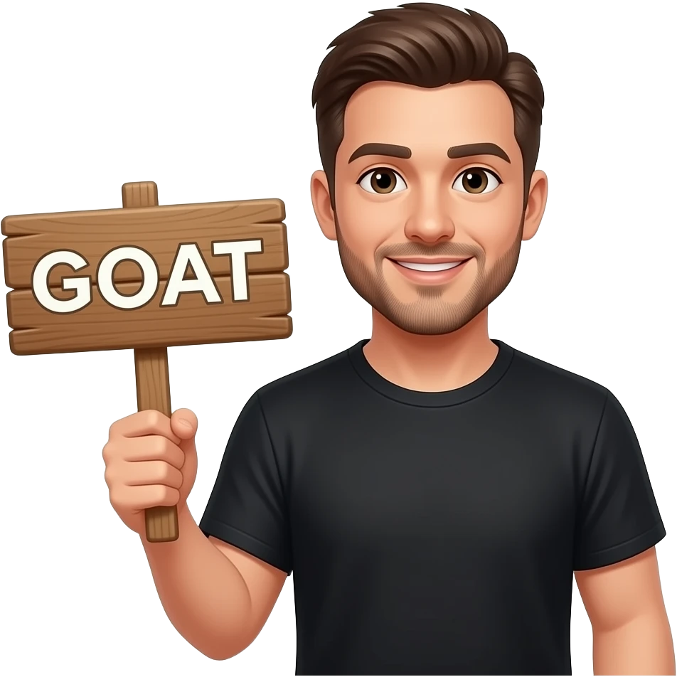 a man holding a sign say GOAT emoji