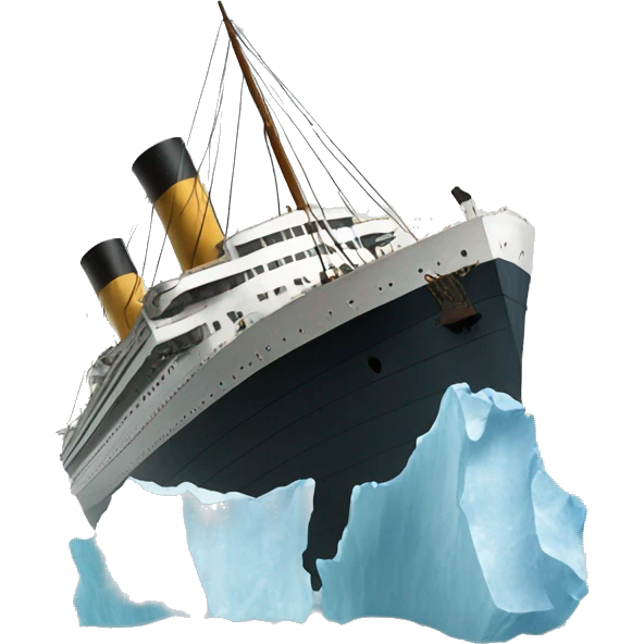 break titanic sinking with iceberg emoji