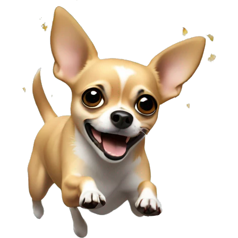 A chihuahua jumping and exploding into confetti emoji