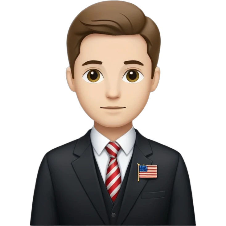 A diplomat in a formal suit with a briefcase and flag pin on lapel emoji