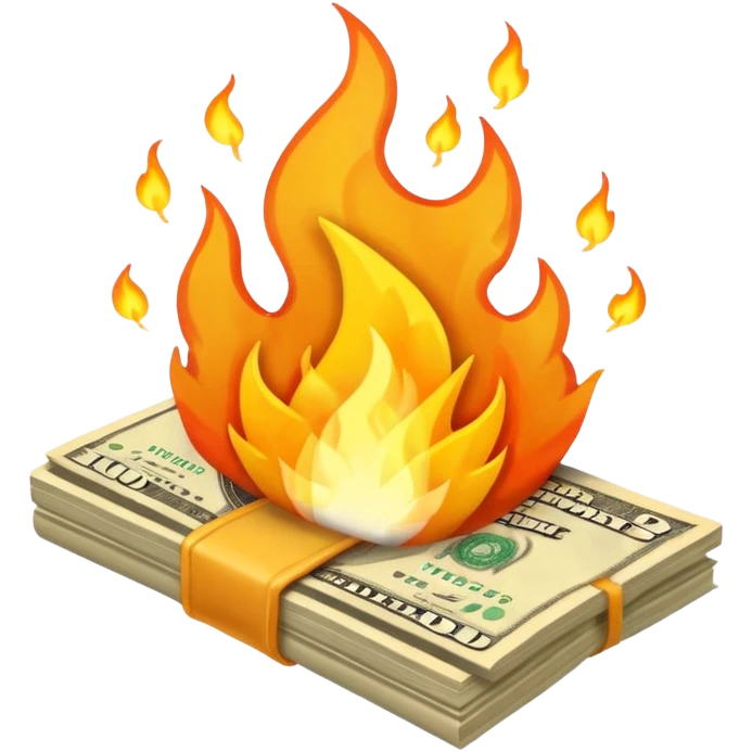 burning one money emoji