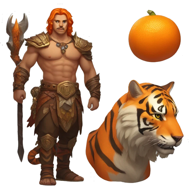 diablo 4 male barbarian and his orange tiger mount emoji