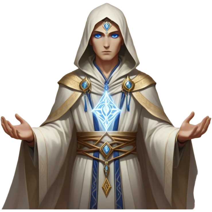Clash of Clans aesthetic friendly Mage Portrait Emoji, With an enigmatic, slender build draped in flowing mystical robes adorned with arcane symbols, piercing eyes and a determined aura, his face rendered in a natural skin tone (not yellow), Simplified yet sharply defined features, highly detailed, glowing with a cool, otherworldly radiance, high shine, wise and resolute, stylized with an air of ancient sorcery, focused and mystical, soft glowing outline, capturing the essence of a powerful mage ready to unleash enchanted spells on epic adventures! emoji