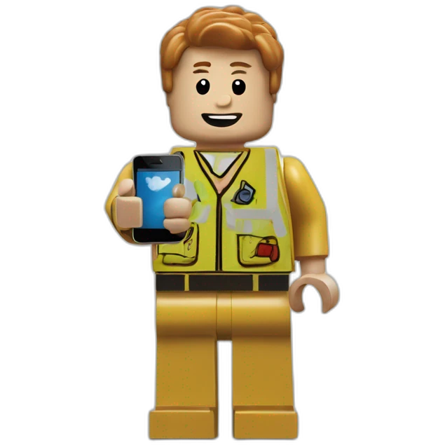 lego man holding an iphone emoji