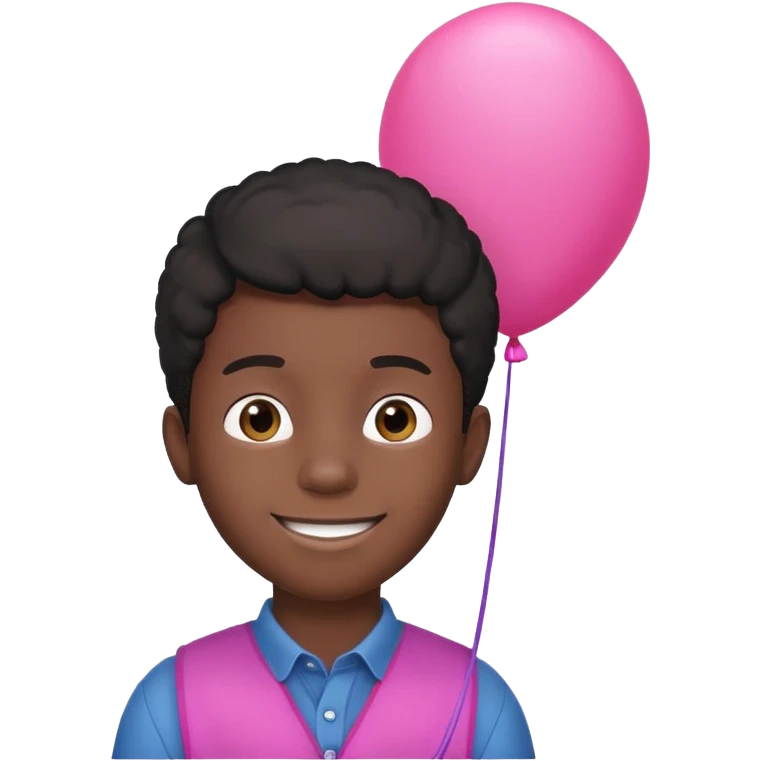 black boy with pink baloon emoji
