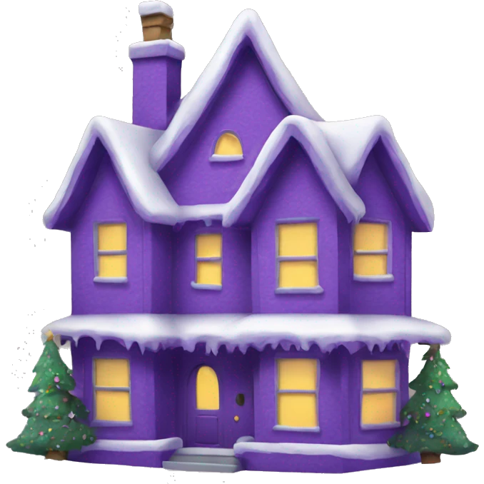 Christmas house purple emoji