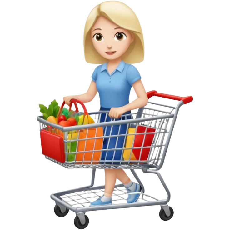 A woman pushing a shopping cart emoji