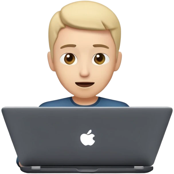 A dark-colored laptop with the screen open. From the screen, a person is emerging, giving a lecture or teaching. The person should look expressive and in a teaching pose. Soft shadows, semi-3D emoji style, clean background. emoji