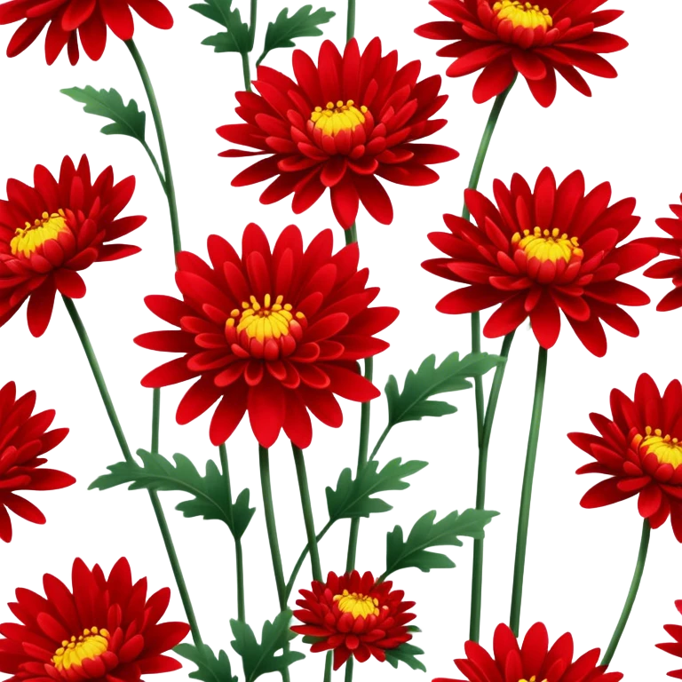 single Bright Red Chrysanthemum, straight stem emoji