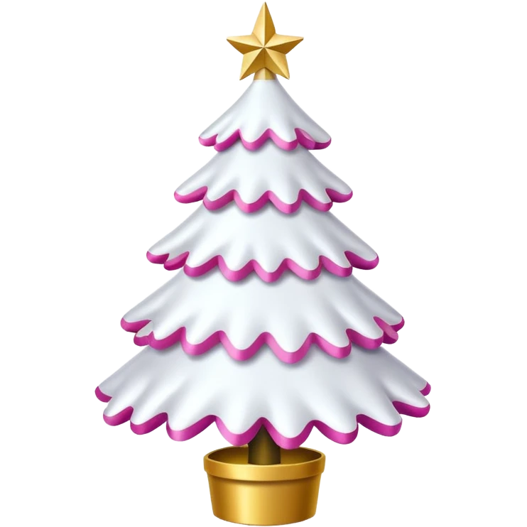 WHITE CHRISTMAS TREE WITH PINK BOWS AND GOLD TINSEL emoji