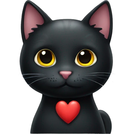 Black cat with heart emoji