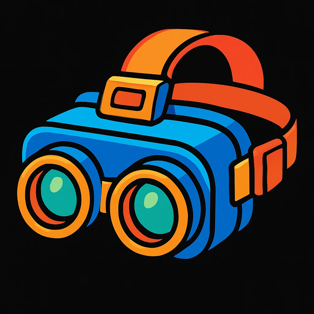 cartoon night vision goggles, vibrant colors, playful style, black background emoji
