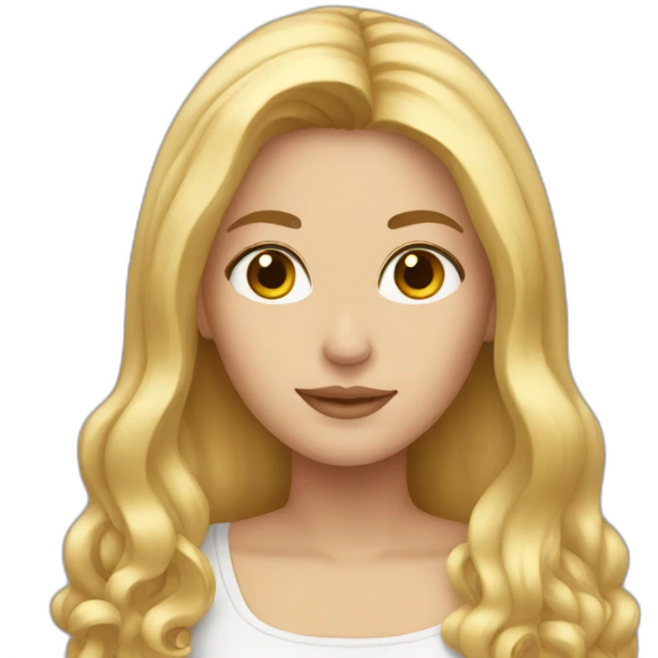 White woman with long blond hair and brown eyes emoji