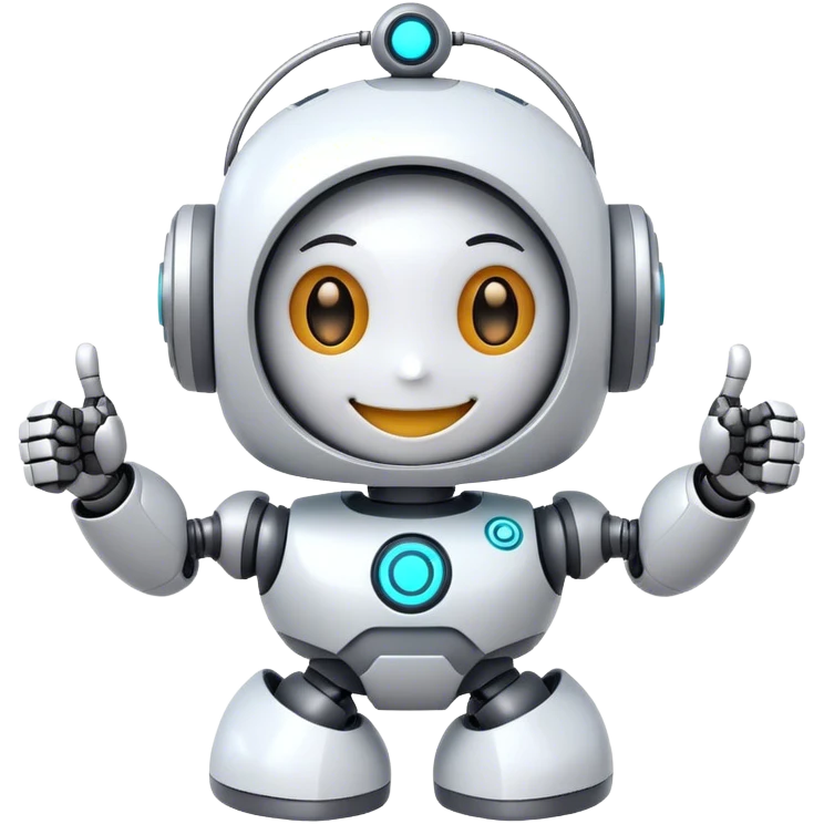 cute girly robot with a big smile, portal design , giving a big thumbs-up emoji