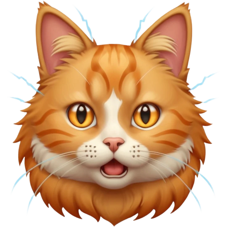A very cute cat that got shocked from electricity, electric shocks around it emoji