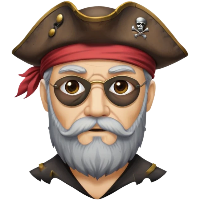 old bearded pirate with eye patch and pirate hat emoji