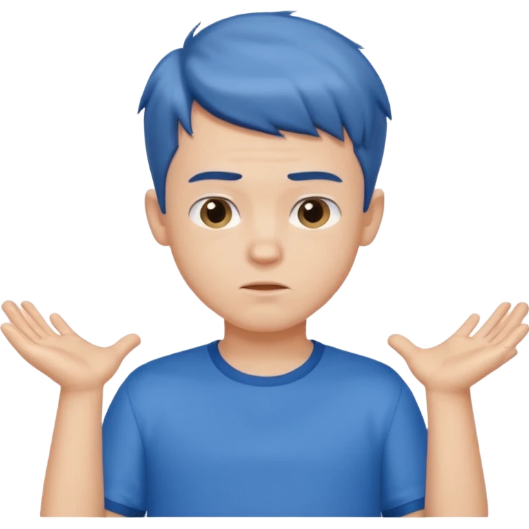 cute boy shrugging his shoulder, boy have good haircut puff style emoji