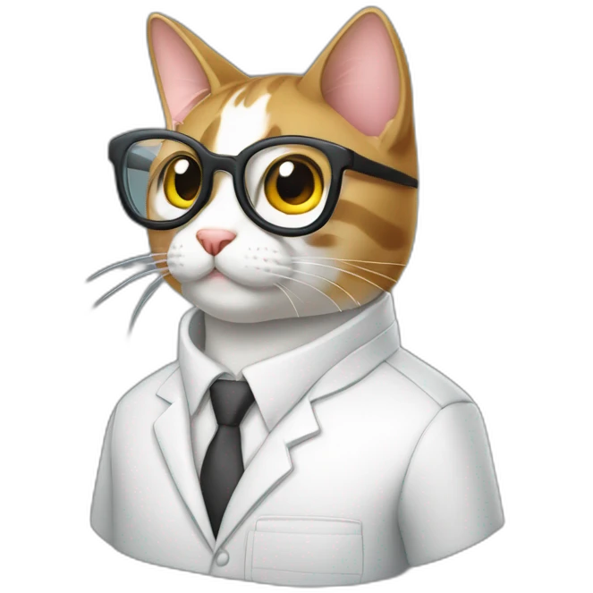 Gato con bata de laboratorio y lentes  emoji